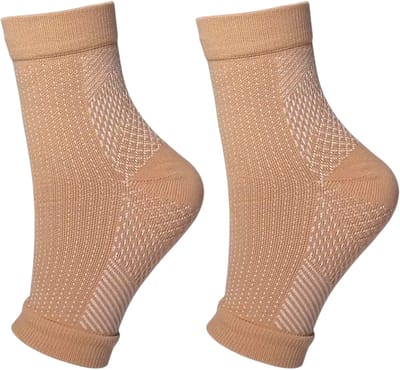 Klikkopers® - Neuropathie Sokken - Maat 35-37 - Compressie Sokken - Neuropathie Sokken Zonder Tenen - Compressiesokken - Slaapsokken - Bedsokken - Massagesokken - Biege