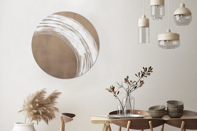 WallCircle - Wandcirkel - Muurcirkel - Verf - Bruin - Japandi - Aluminium - Dibond - 90x90 cm - Binnen en Buiten