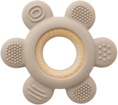 Bijtring van siliconen & hout (Woestijnzand Beige)