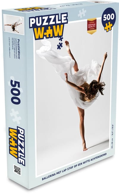 Puzzel Ballerina met lap stof op een witte achtergrond - Legpuzzel - Puzzel 500 stukjes