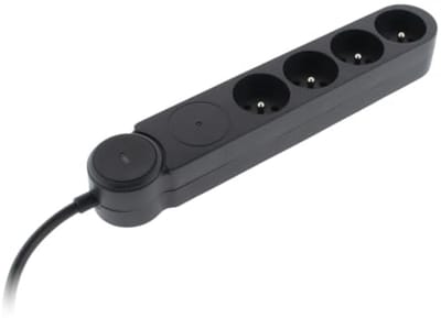 Overspanningsblok 4 x 16 A + schakelaar - zwart - Zenitech