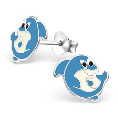 Aramat Jewels | Oorbellen | Zilveren Dolfijn Oorbellen Emaille – Meerdere Kleuren & Maten 925 Zilver | Blauw-10x5 | |10mm | Zilver | Kinderen, Volwassenen | Verkleurd niet