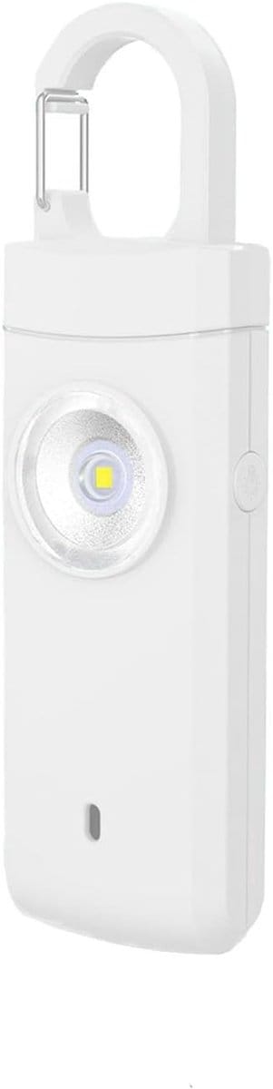 Persoonlijk Alarm - Veiligheidsalarm - 130 dB Luid Alarm - Krachtige Flitser - Zakformaat - Draagbaar - Vrouwen - Reizen - Noodsignaal - Zaklamp - Strobe - Lichte Afmetingen - Zelfverdediging - Noodgeval - Bescherming - Veiligheid - Compact - Wit