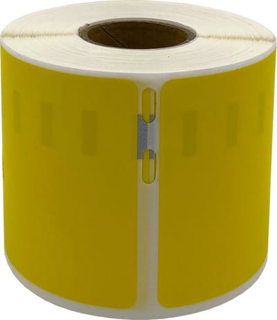 DULA Dymo kompatible Etiketten, S0722430 99014, 101 mm x 54 mm, Gelb, Permanent, 1 Rolle, 220 Etiketten pro Rolle