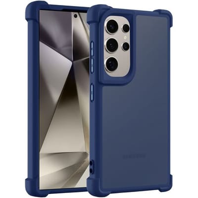Coverzs matte Shock case geschikt voor Samsung Galaxy S25 Ultra (donkerblauw) - shockbestendig, premium bescherming, duurzaam