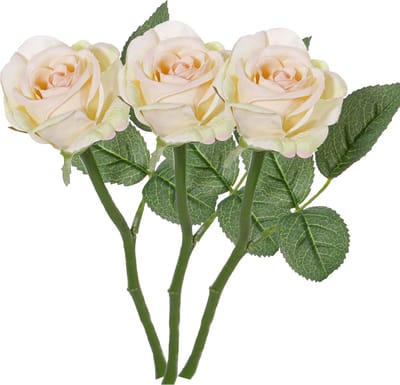 Top Art Kunstbloem roos Nina - 3x - creme wit - 27 cm - kunststof steel - decoratie bloemen