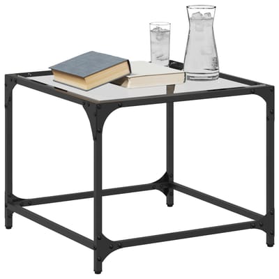 vidaXL - Salontafel - met - transparant - glazen - blad - 50x50x40 - cm - staal