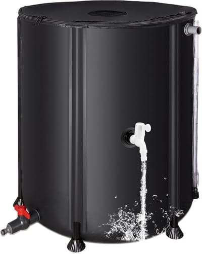 Regenton - Water opslag - Planten water geven - Inclusief toebehoren - 53 Gallon - Zwart