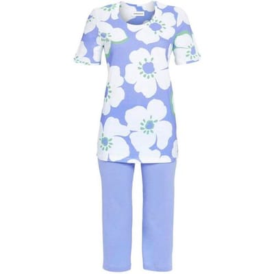 Ringella Helderblauwe bloemen pyjama katoen Blauw vrouw 36