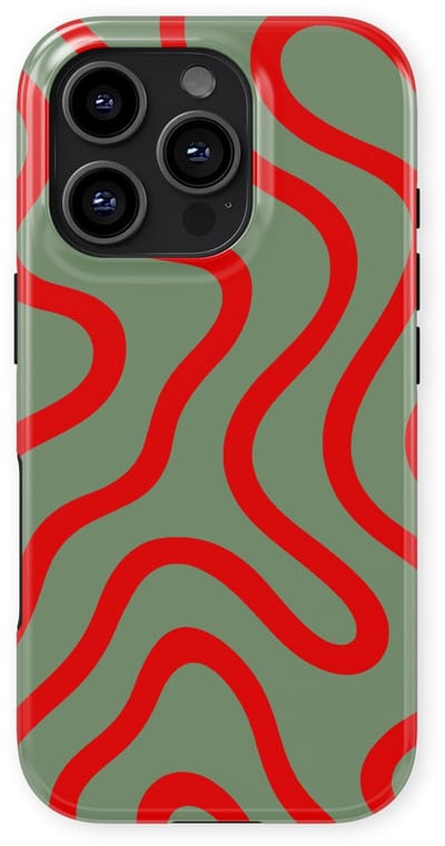 DripCase Curvy Lines Hoesje geschikt voor iPhone 16 Pro | Backcover met Mag | Design Tough Case geschikt voor iPhone 16 Pro Crimson Terrain
