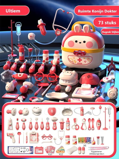 73-delige set-dokter speelgoedset/meisjes stethoscoop dokter spelen injectie baby medische kit/verjaardag-vakantiecadeau/Rood