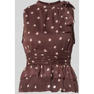 Notre-V Ansol Big Dot Top Tops & T-shirts Dames - Shirt - Bruin - Maat 34