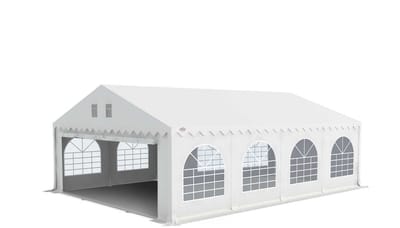 Grizzly Outdoor Partytent 6x8 m PVC Wit doorloop hoogte 2.2 m met grondframe