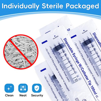 Spuiten - 100 ml - 100 ml biestspuit - Plastic spuit met dop - Doseerspuit - Spuit met extra lange cilinder - Spuit met extra lange cilinder - Naaldloze spuit - 4 stuks