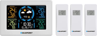 Blaupunkt - Weerstation met hygrometer / luchtdruk / voorspelling - 3 sensoren - Wit
