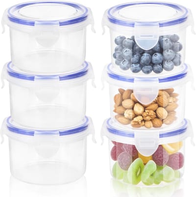 QTTVBTNA – 6 stuks Meal Prep Bakjes Set - Vershouddozen met deksel - luchtdicht, lekvrij, maaltijdvoorbereidingsdozen, stapelbaar en duurzaam, Diepvriesbakjes - Bewaarbakjes - BPA-vrij - 300 ml