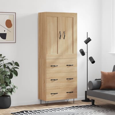 vidaXL - Hoge - kast - 69,5x34x180 - cm - bewerkt - hout - sonoma - eikenkleurig