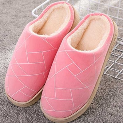Pantoufles de ménage en coton d'hiver, pantoufles de Couple, pantoufles chaudes d'intérieur, sac à semelles épaisses avec pantoufles en coton 36-37 pink