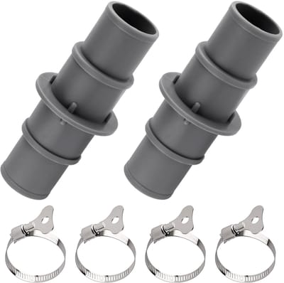 Dailygoods - Zwembadslangadapter - Slangadapter voor zwembadstofzuiger - ABS-Materiaal - Roestvrijstalen clips - Geschikt voor 1-1/4" en 1-1/2" - Grijs