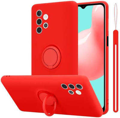 Cadorabo Hoesje geschikt voor Samsung Galaxy A32 5G in LIQUID ROOD - Beschermhoes van flexibel TPU silicone Case Cover met ring