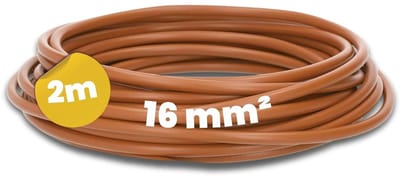 Kalitec 2 meter H07V-K 16 mm² bruine bedradingskabel | Flexibele enkeladerige kabel | 16 mm² gevlochten draad | Fijnaderige bedrading | Enkeladerige kabel voor meterkasten | Enkeladerige kabel voor schakelkasten