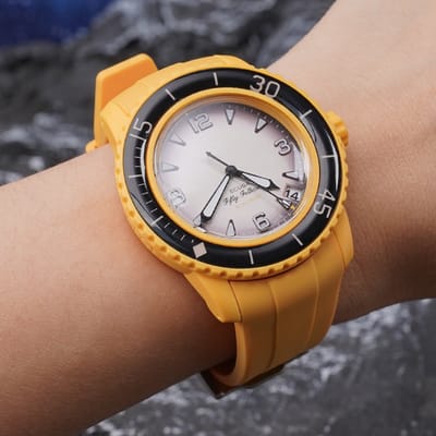 Blancpain x Swatch – Pretty Goods® horlogebandje- Upgrade in stijl en comfort – Hoge kwaliteit materiaal – Unisex- Geel– 22mm - Inclusief installatie en verwijderingsgereedschap