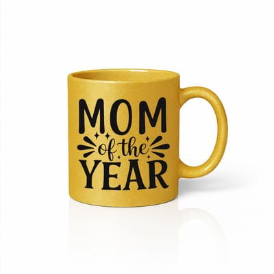Mom of the Year Mok - Beste Moeder Ooit - Luxe Keramische Koffiebeker - Moederdag Cadeau - Goud