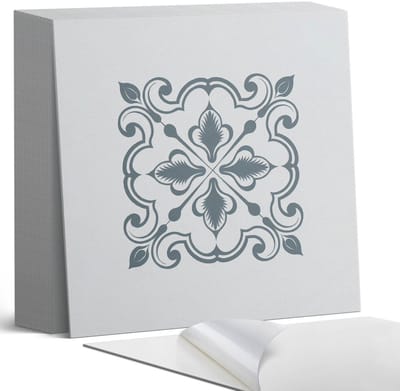 Coloray Plaktegels - Plantenpatroon met ornamenten Zelfklevende Tegels - 20 cm x 20 cm - Grijs Plaktegels - 20 stuks - Vierkant PVC Tegels - Plaktegels Badkamer - Plaktegels Vloer - Vinyl Tegels Zelfklevend - Wandtegel Zelfklevend