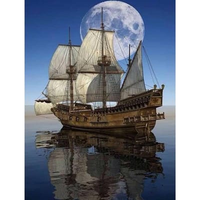 5D plein rond bricolage diamant mosaïque point de croix bateau à voile diamant peinture broderie 20X30CM gray