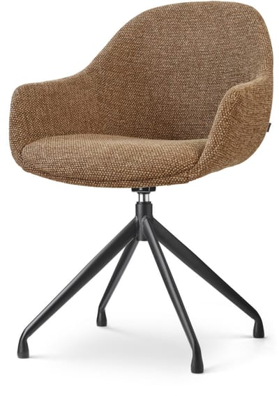 Nolon Nola-Mae draaibare Eetkamerstoel bruin blend - zwart onderstel - comfortabele zitting - japandi - armstoel