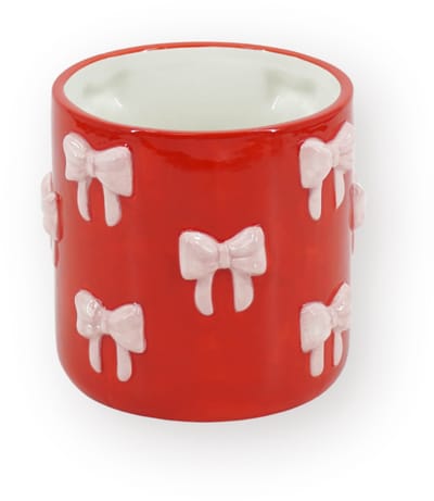 Housevitamin Plantenpot Strikjes – Dolomiet – Rood & Roze – 15,5x15,5x16 cm – Waterdicht – Design Bloempot – Speelse Eyecatcher