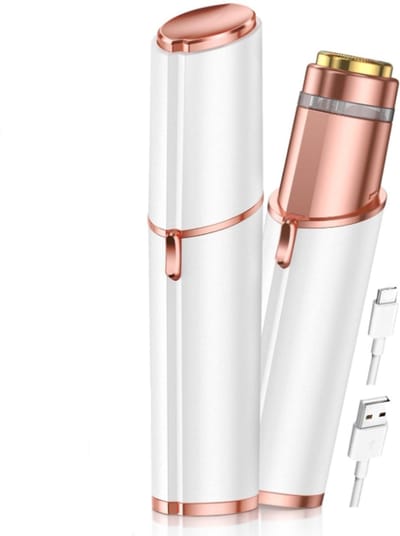 QTTVBTNA – 1 Stuk Gezichtsontharing Dames – epilator – Wenkbrauw Trimmer - Gezichtshaar Verwijderen Vrouw voor Bovenlip, Kin en Wangen – Pijnloos wenkbrauwscheerapparaat – Draagbare Mini Scheerapparaat voor Thuis en Onderweg – Wit