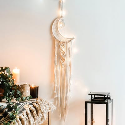 Maandromenvangers Veilige minimalistische handgeweven wandhanger Maandromenvangers met legering 96x20cm/37.8x7.9in
