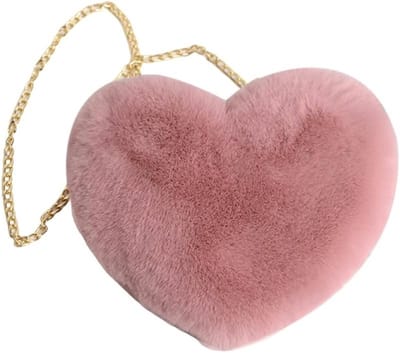 Kleine Rode Hart Schoudertas van Pluche met Ketting - Schattige Fluffy Handtas voor Dagelijks Gebruik, Reizen, Valentijnsdag en Verjaardagsgeschenken