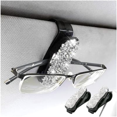 Dailygoods- Brilhouder voor auto - 2 stuks - Strass/ABS - Autohouder voor brillen - Zonneklephouder - Betrouwbare kwaliteit - Robuust en duurzaam - Autobrillenhouder