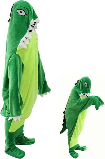 Bovista Hoodie Deken Met Mouwen - Fleece Blanket - Dames - Heren - Kinderen - Plaid - Knuffeldeken - Onesie - Extra Zacht & Warm - Dinosaurus