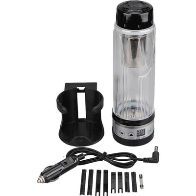 Tasse Chauffante pour Voiture Verre Borosilicate Élevé 12V 24V 420ml Grande Capacité Multifonction Tasse Électrique pour Voiture L noir