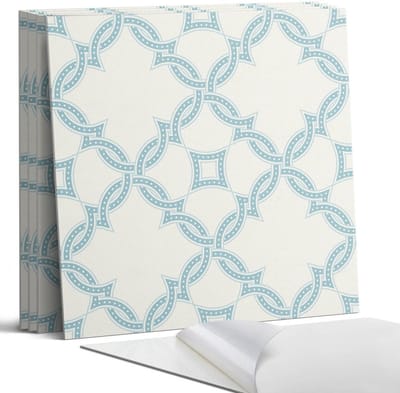 Coloray Wandpanelen Zelfklevend - In elkaar verweven patronen in een raster Zelfklevende Wandpanelen - 50 cm x 50 cm - Turkoois Wandpaneel PVC - 4 stuks - Mozaïeken Wandpanelen Zelfklevend - Wandbord Keuken - Wandpaneel Badkamer