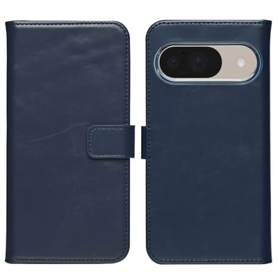 Selencia Hoesje - Geschikt voor Google Pixel 10 / 10 Pro - Echt Lederen Bookcase - Blauw