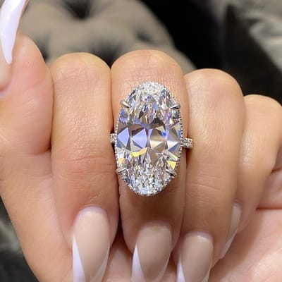 Huitan Luxe Grote Ovalen Zirkonia Kristal Ringen Dames Bruiloft Accessoires Hoge Kwaliteit Koperkleurig Verlovingsringen Sieraden 10 beige