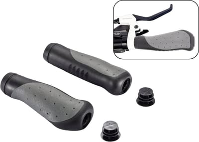 PD® Fietshandvatten 135 mm - Inclusief 2 stuurdoppen - TPE - Zwart en grijs