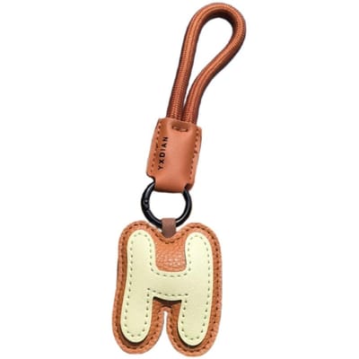 Porte-clés Lettre Douce 26 Cuir PU Charms Suspendus Sac Porte-clés Alphabet Ornements Porte-clés de Voiture Lettre Chanceuse Pendentif Cadeau brown