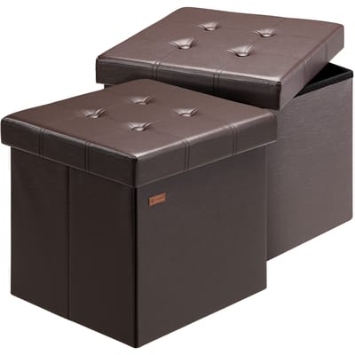 Casaria Poef Opbergruimte - Set van 2 40x40x40cm 40L Kunstleer – Bruin