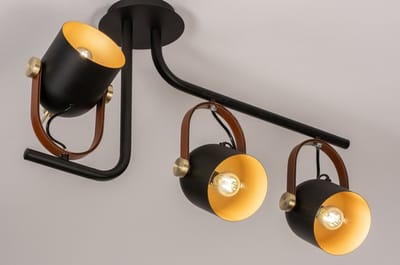 Lumidora Plafondlamp 74154 - Plafonniere - LOGAN - 3 Lichts - E14 - Zwart - Goud - Metaal