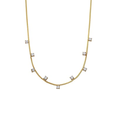 Lucardi Dames Stainless steel goldplated ketting zonder hanger met zirkonia voor dames - Ketting - Staal - Goudkleurig - 47 cm