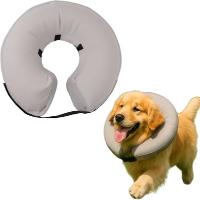 Adjustable Inflatable Pet Collar for Dogs - Postoperative Recovery - Wond Genezing - Grijs