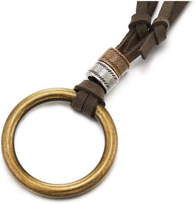 Dailygoody - Halsketting - Retrostijl - Uniek design - Bruin leren bandje - Charmante hanger - Geschikt voor dames en heren - Vintage uitstraling