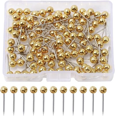 Gouden Punaises - 200 Stuks - Kunststof en Staal - 0,4 x 1,5 cm