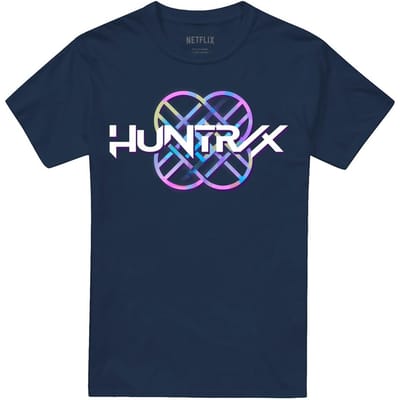 K-Pop Demon Hunters Unisex Adult Huntr/X Pastel Logo T-shirt (Marine)