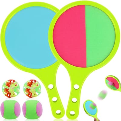 longziming -Draagbare Klettballset - Velcro Ballen Spel - Actief Buitenspeelgoed - Dubbelzijdige Slagplanken - Veilige Katoen Ballen - Ergonomische Greep - Voor Binnen En Buiten - 2 Stuks